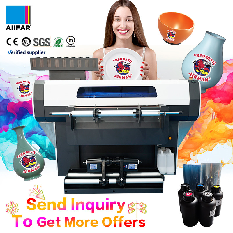 Impresora DTF UV de eficiencia para la producción de pegatinas Impresora de cristal UV de grado industrial